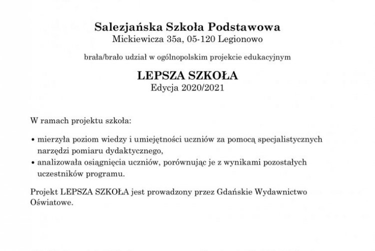 Certyfikat Lepszej Szkoły