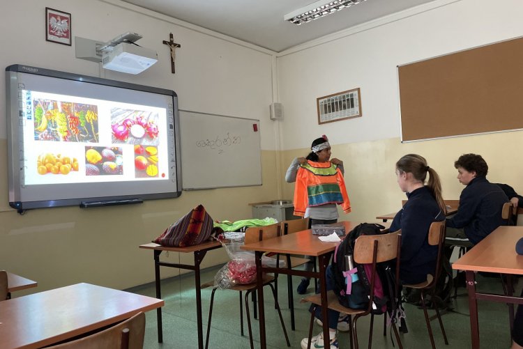 VOLUNTEERS: Carmen from Peru, Szaku from Sri Lanka and Yura from Belarus