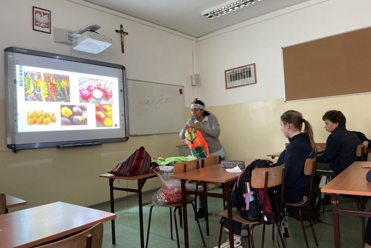 VOLUNTEERS: Carmen from Peru, Szaku from Sri Lanka and Yura from Belarus